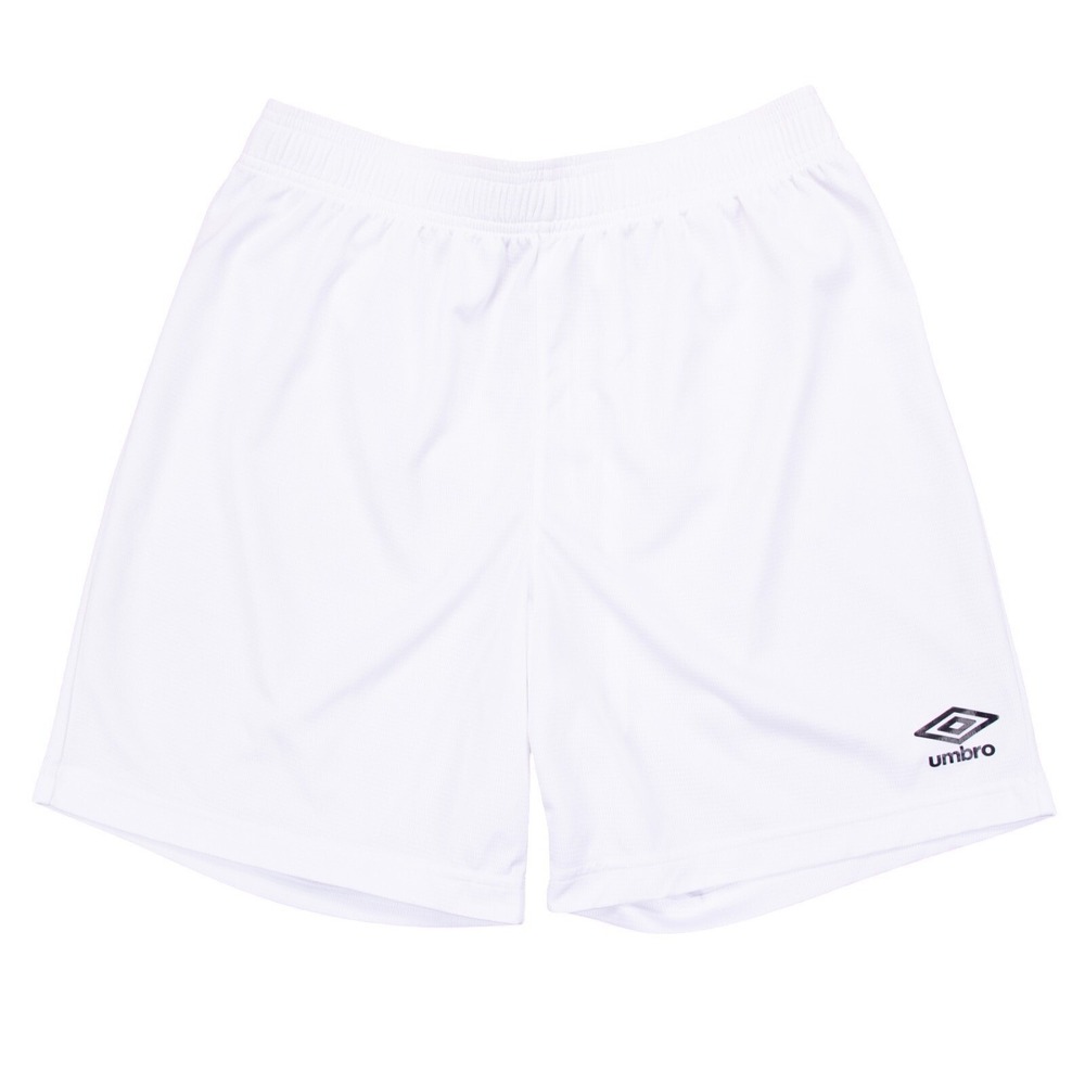 Umbro Mens Medium Solid‎ White Black Logo Gym Running Soccer Shorts Polyester